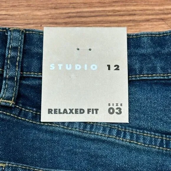 Studio 12 Straight Leg Jeans Relaxed Fit Stretch Denim Pants | Junior Size 3 - Picture 12 of 14